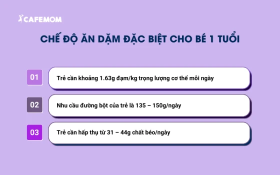 Chế độ ăn dặm đặc biệt cho bé 1 tuổi