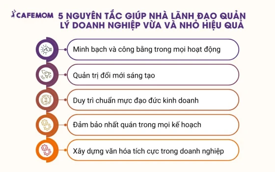 Nguyên tắc giúp nhà lãnh đạo quản lý doanh nghiệp vừa và nhỏ hiệu quả