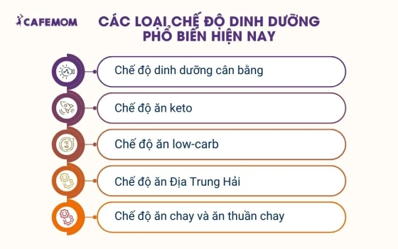 Các loại chế độ dinh dưỡng phổ biến hiện nay