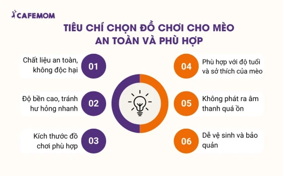 Tiêu chí chọn đồ chơi cho mèo an toàn và phù hợp