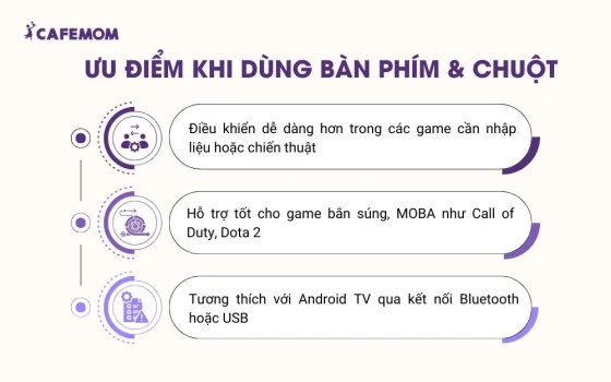 Ưu điểm khi dùng bàn phím và chuột chơi game trên tivi