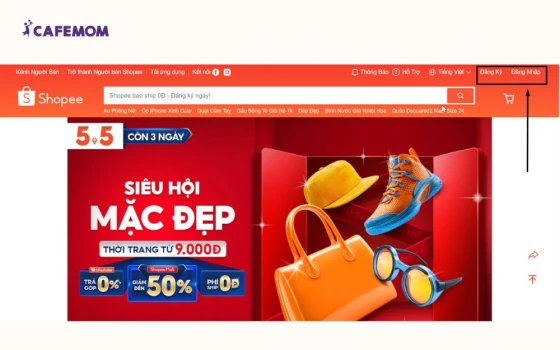 Truy cập vào trang shopee