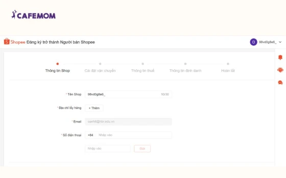 Thiết lập gian hàng trên shopee đầy đủ