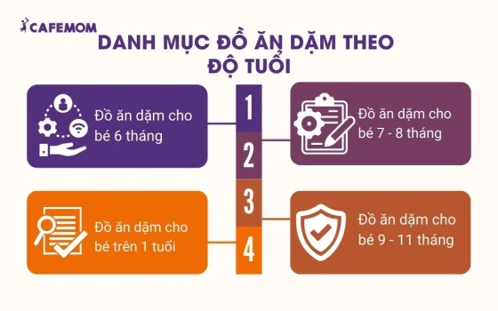 Danh mục đồ ăn dặm theo độ tuổi