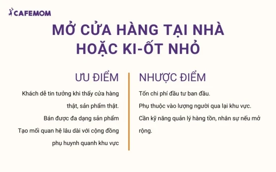 Mở cửa hàng tại nhà hoặc ki-ốt nhỏ